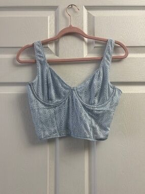 Hollister Gilly Hicks Blue Longline Bralette Crop Top